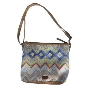 The Sak Chevron Crossbody Bag Adjustable Strap Multiple Pockets Multicolor